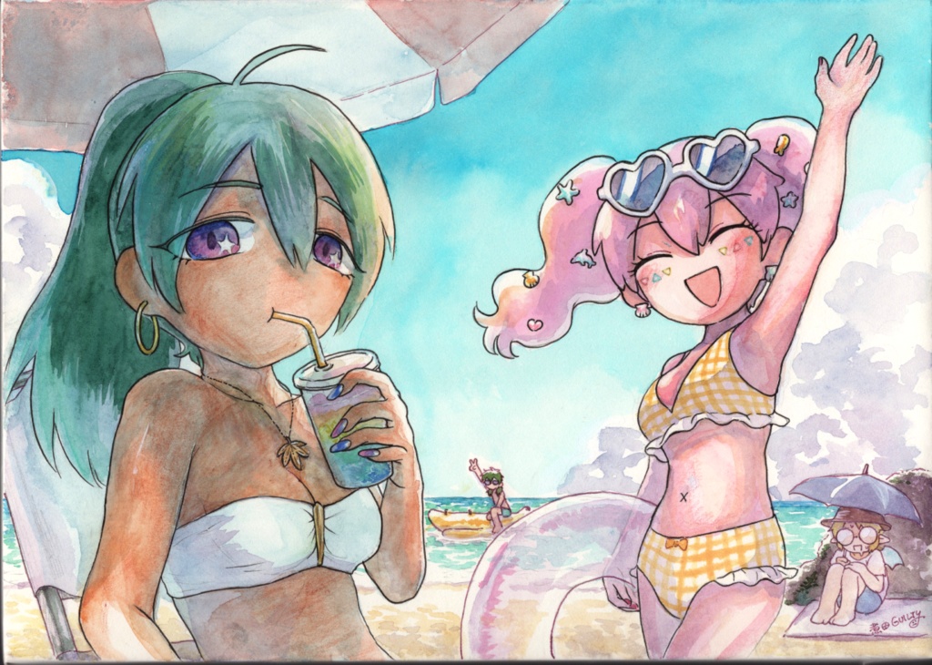 【イラスト原画】海に来たよ！