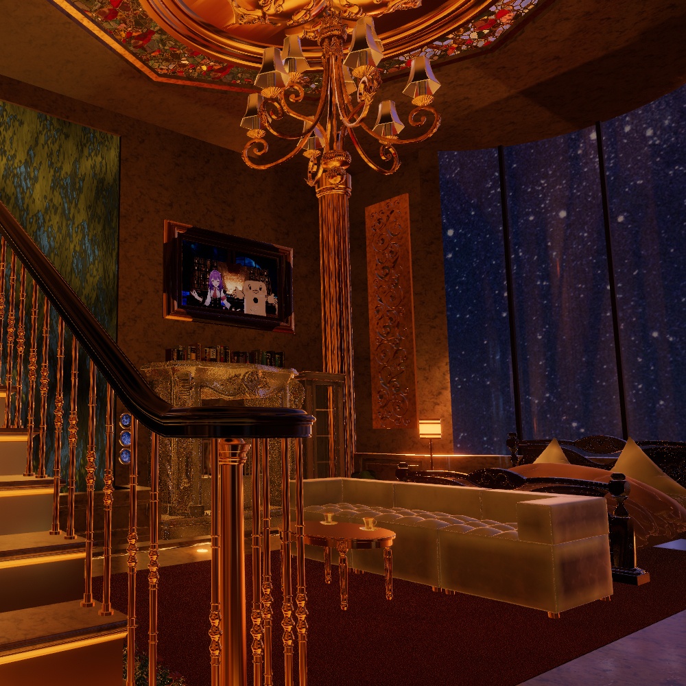 【VRChatワールドデータ販売】MyLittleRoom(202304) 荘厳に煌めく金の洋館