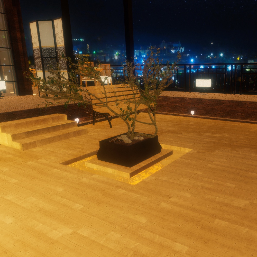 【VRChatワールドデータ販売】MyLittleRoom(202306) 和モダンテイスト屋上BAR