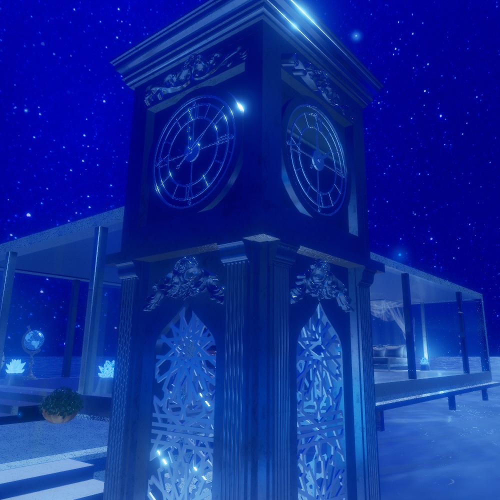 【VRChatワールドデータ販売】MyLittleRoom(202307) 銀のピアノとガラス張りコテージ