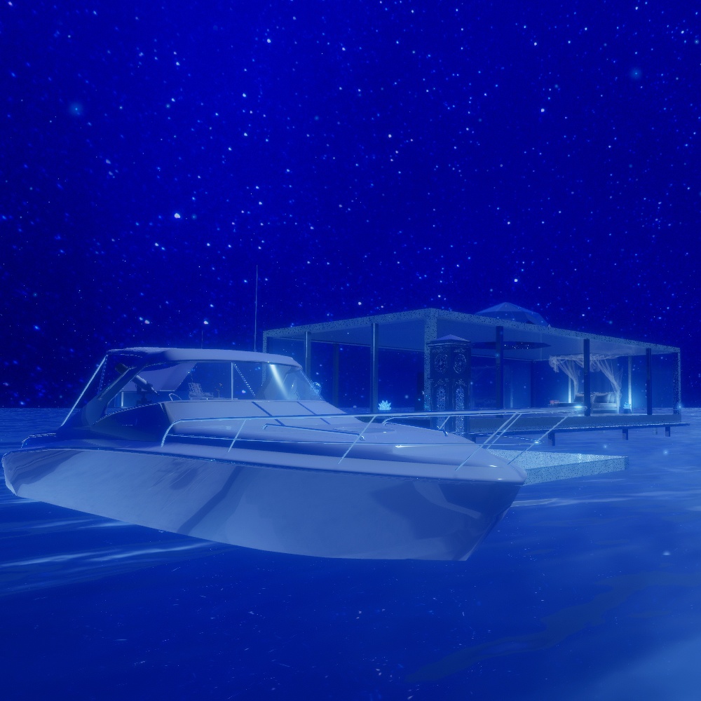 【VRChatワールドデータ販売】MyLittleRoom(202307) 銀のピアノとガラス張りコテージ