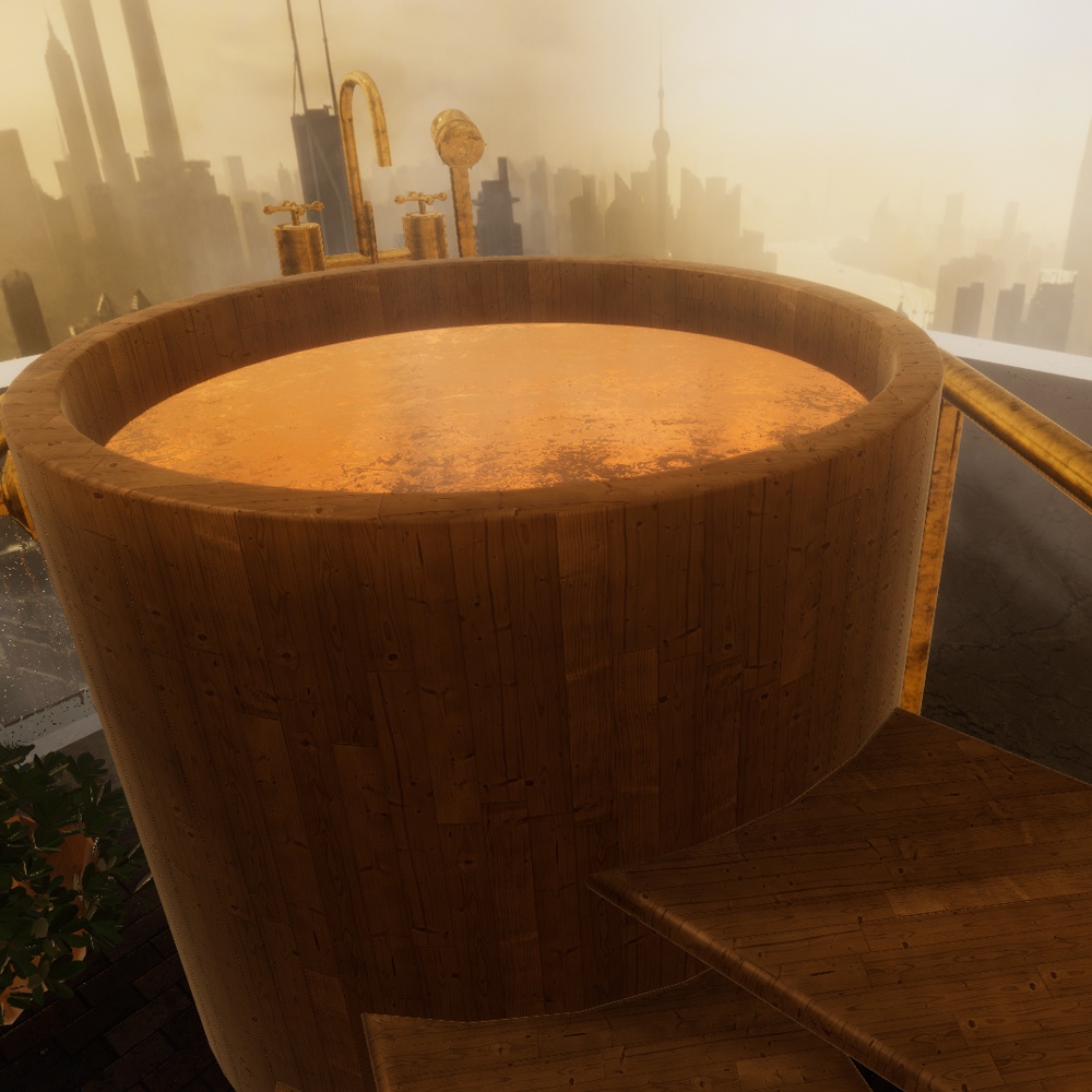 【VRChatワールドデータ販売】MyLittleRoom(202311) 謎に風呂が充実したホテルルーム