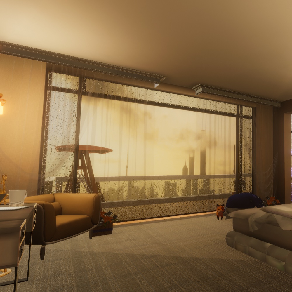 【VRChatワールドデータ販売】MyLittleRoom(202311) 謎に風呂が充実したホテルルーム