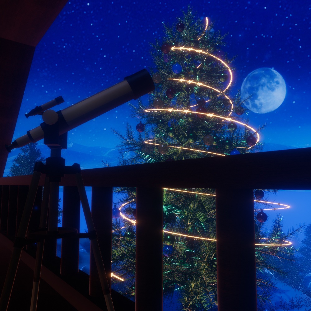 【VRChatワールドデータ販売】MyLittleRoom(202312) 夢の世界の少女のクリスマスログハウス