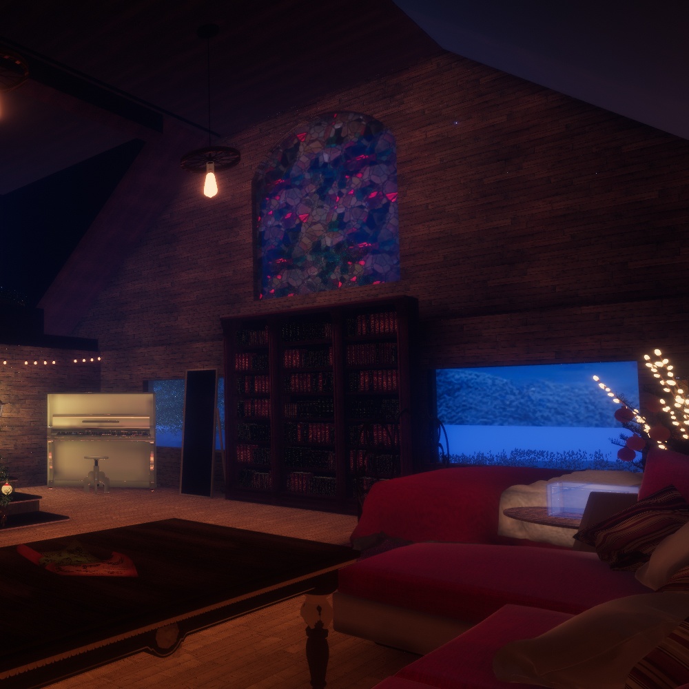 【VRChatワールドデータ販売】MyLittleRoom(202312) 夢の世界の少女のクリスマスログハウス