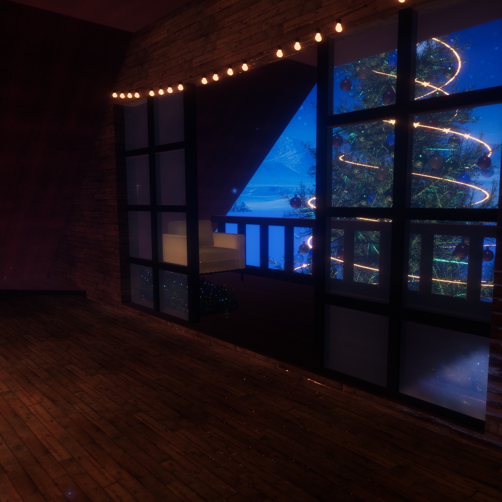 【VRChatワールドデータ販売】MyLittleRoom(202312) 夢の世界の少女のクリスマスログハウス