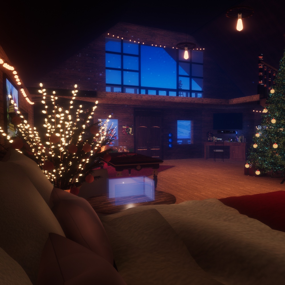 【VRChatワールドデータ販売】MyLittleRoom(202312) 夢の世界の少女のクリスマスログハウス
