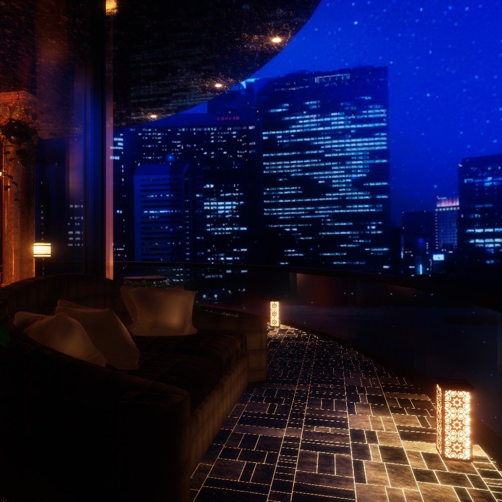 【VRChatワールドデータ販売】MyLittleRoom(202401) 黒曜石のエレガントラウンジ