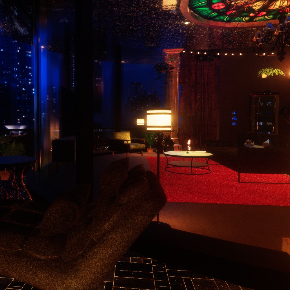 【VRChatワールドデータ販売】MyLittleRoom(202401) 黒曜石のエレガントラウンジ