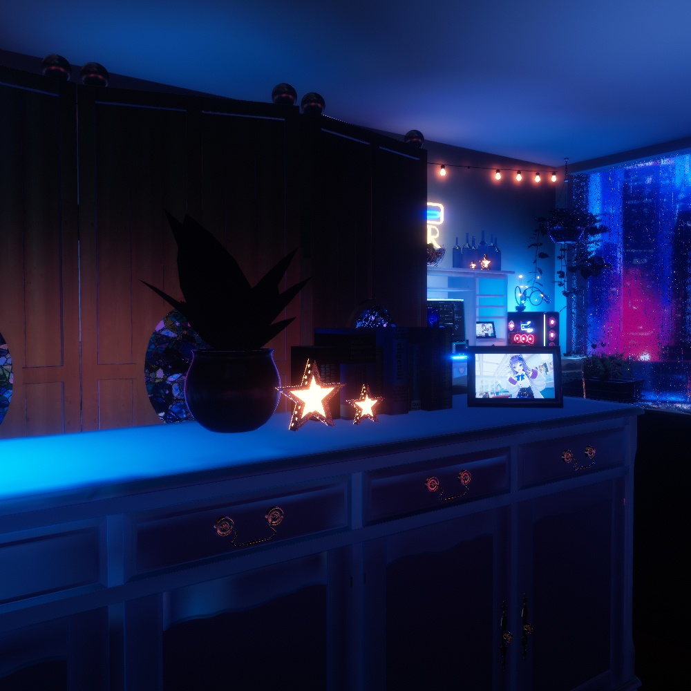 【VRChatワールドデータ販売】MyLittleRoom(202402) ワンルームゲーマーチルアウト