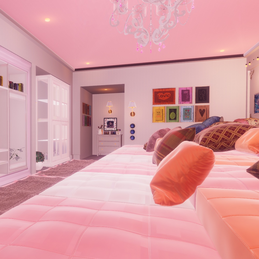 【VRChatワールドデータ販売】MyLittleRoom(202404) ガーリーピンクキュート