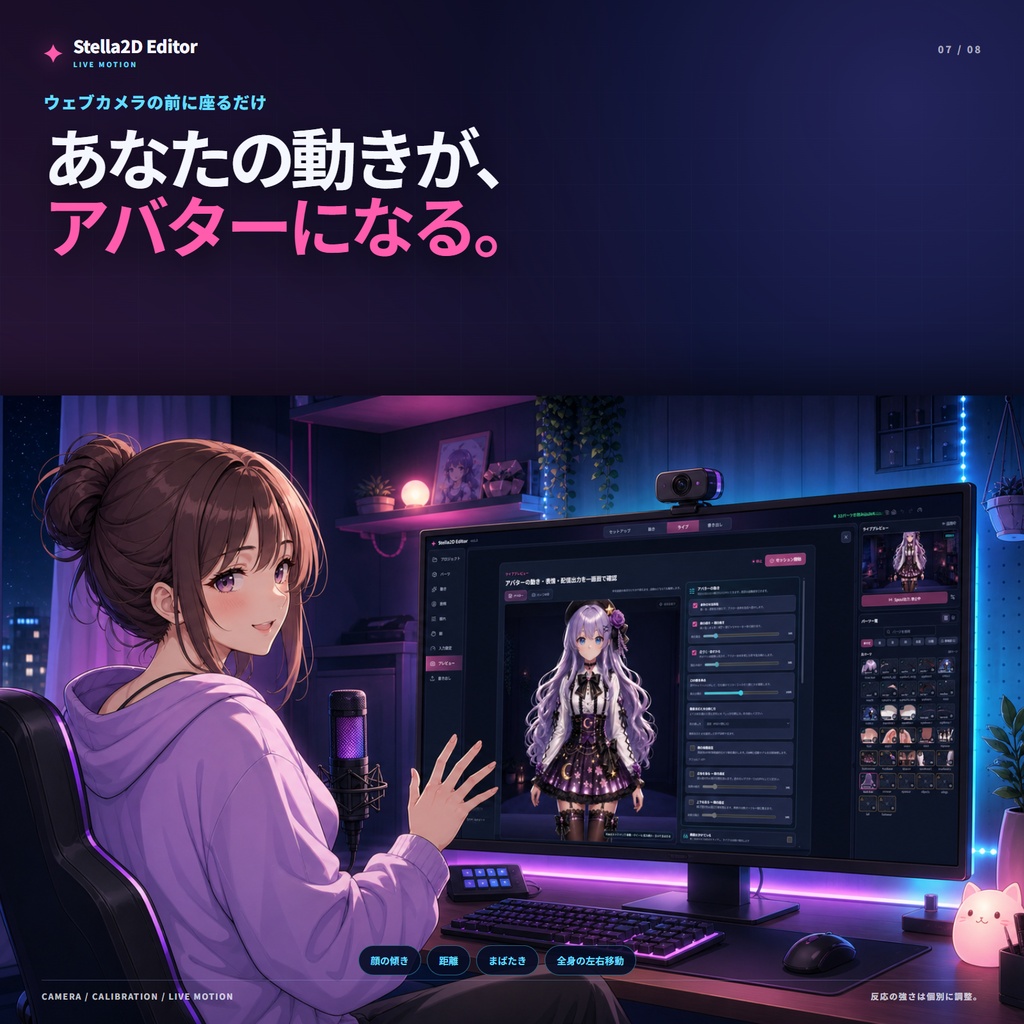 Stella 2D Editor - 立ち絵1枚からVTuberアバターを作成、パーツ分け作業不要、簡単揺れ物設定