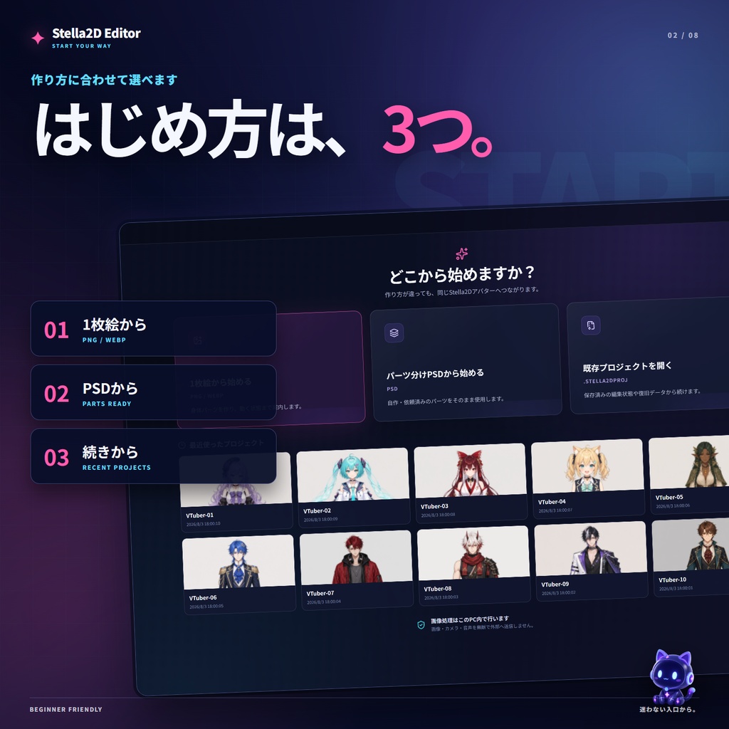 Stella 2D Editor - 立ち絵1枚からVTuberアバターを作成、パーツ分け作業不要、簡単揺れ物設定