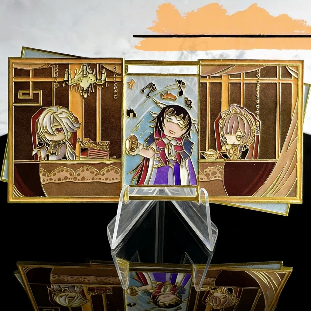 Nakorara　原神 ファトゥス プッシュプルバッジ 同人グッズ　コロンビーナ／アルレッキーノ／召使  　非公式グッズ　合金製伸縮式メタルバッジ