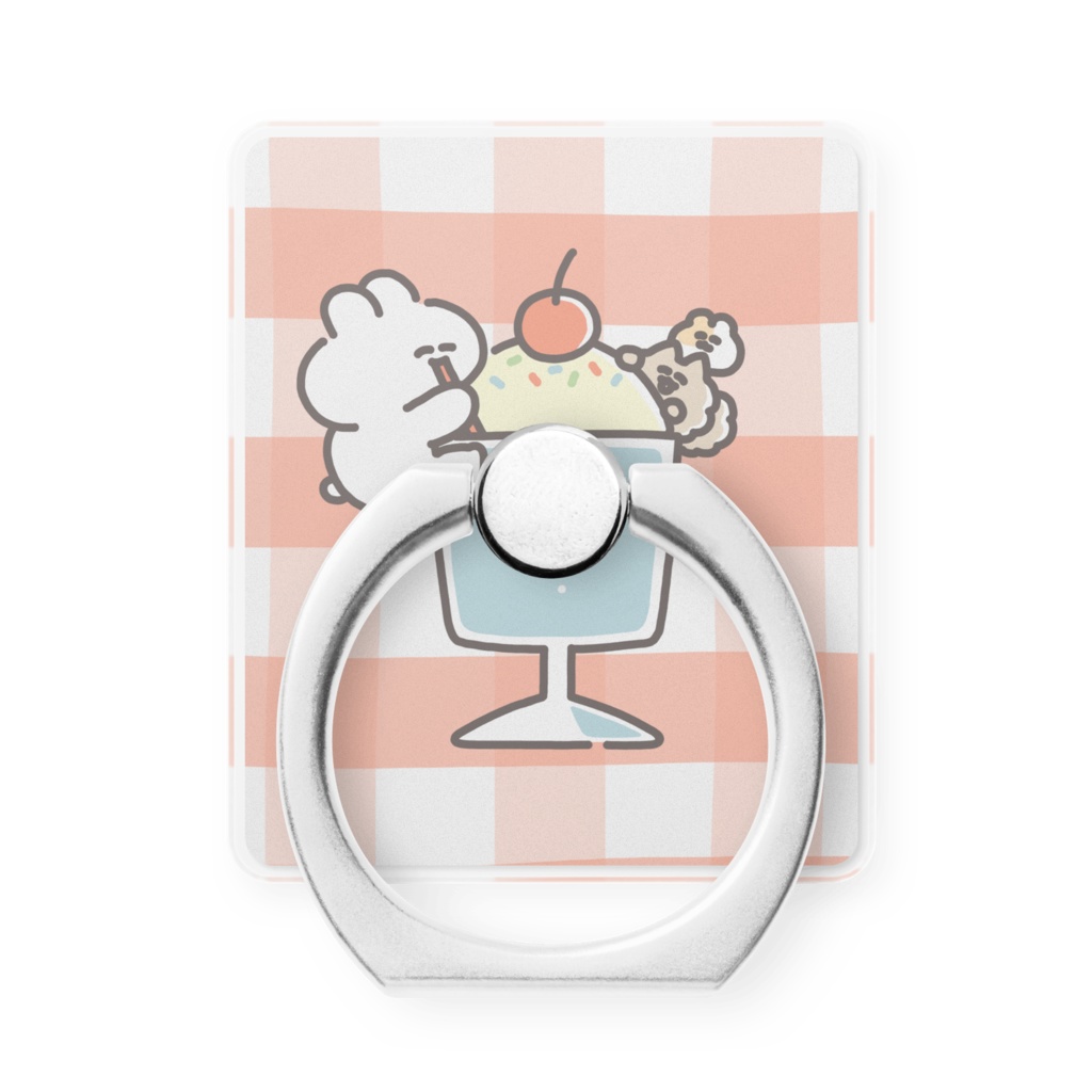 スマホリング（クリームソーダとうさちゃんピンク）