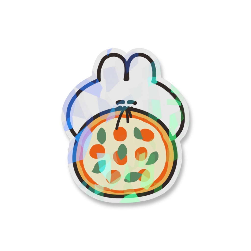 ホログラムスマホステッカー（ピザとうさちゃん）