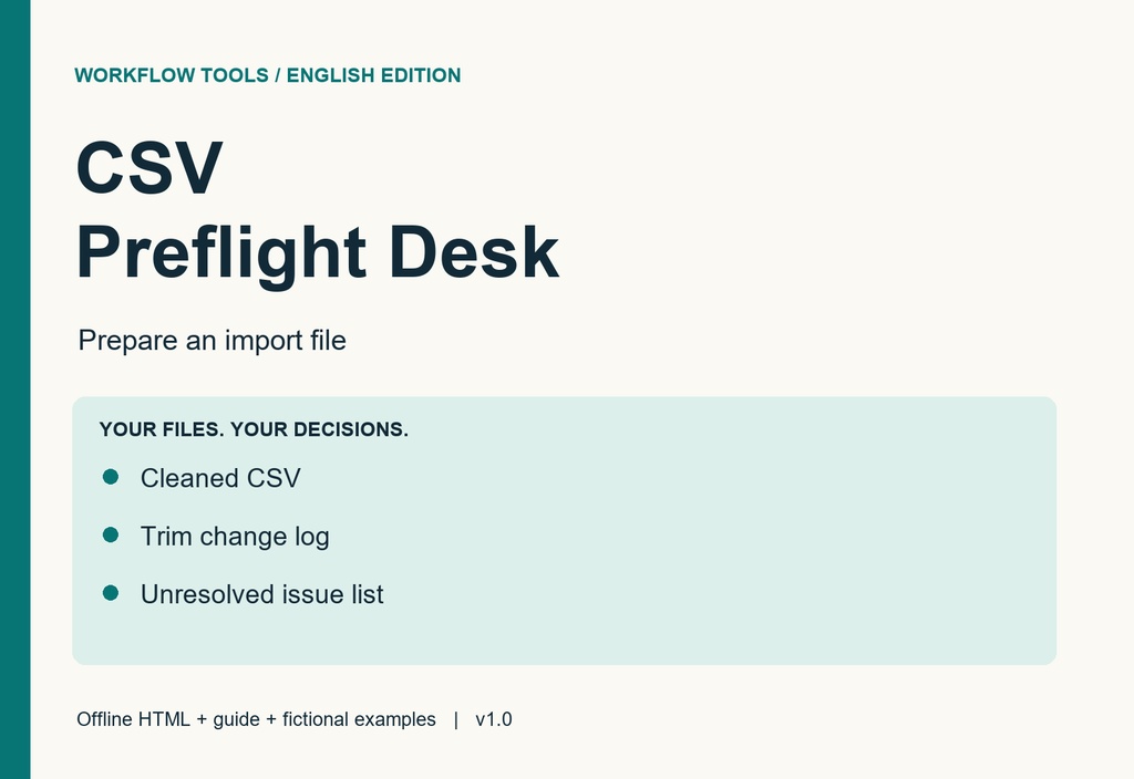 CSV Preflight Desk|英語版・オフラインCSV整備ツール