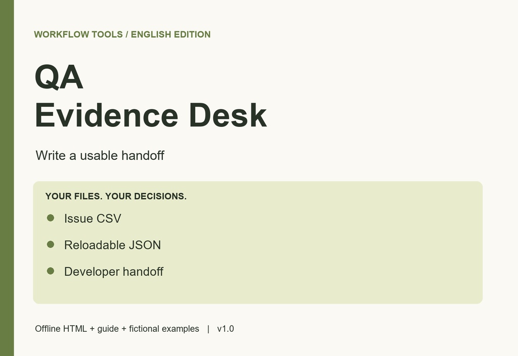 QA Evidence Desk|英語版・手動QA記録と開発者引継ぎ