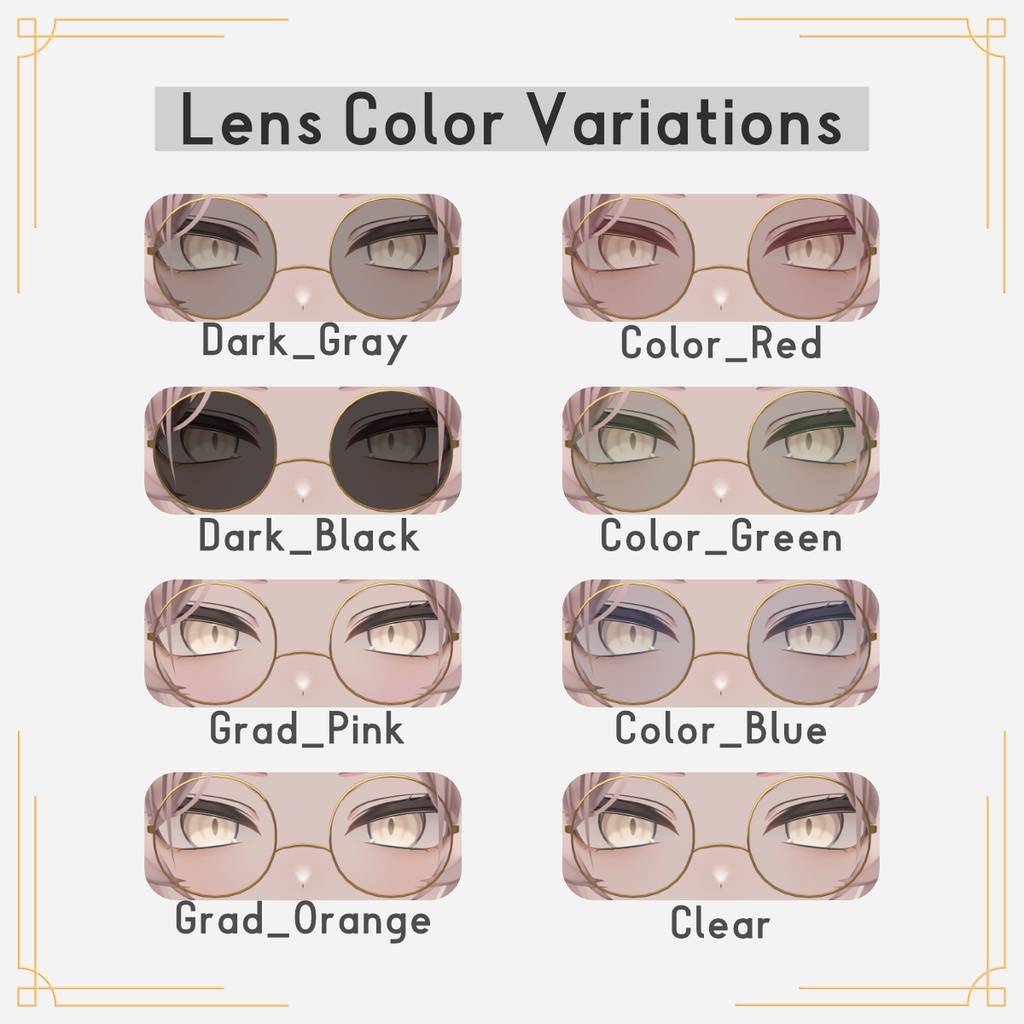【VRC想定】Custom Round Glasses - かんたんカスタム丸眼鏡