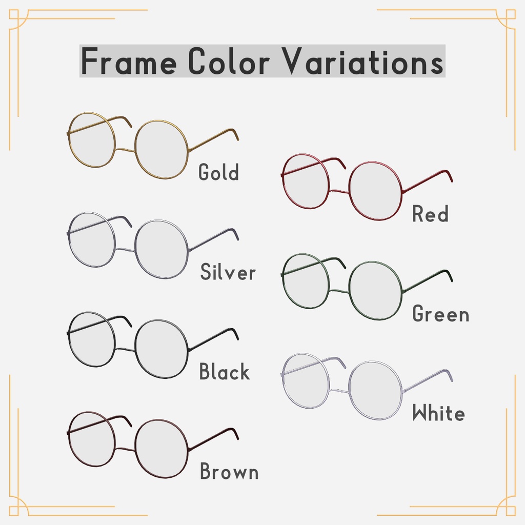 【VRC想定】Custom Round Glasses - かんたんカスタム丸眼鏡