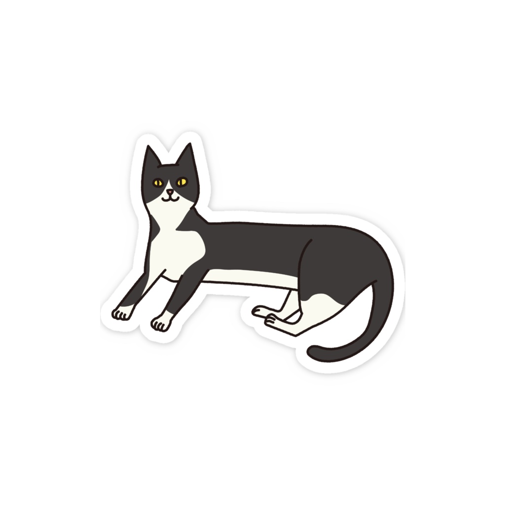 横座りの猫(ハチワレ黒)