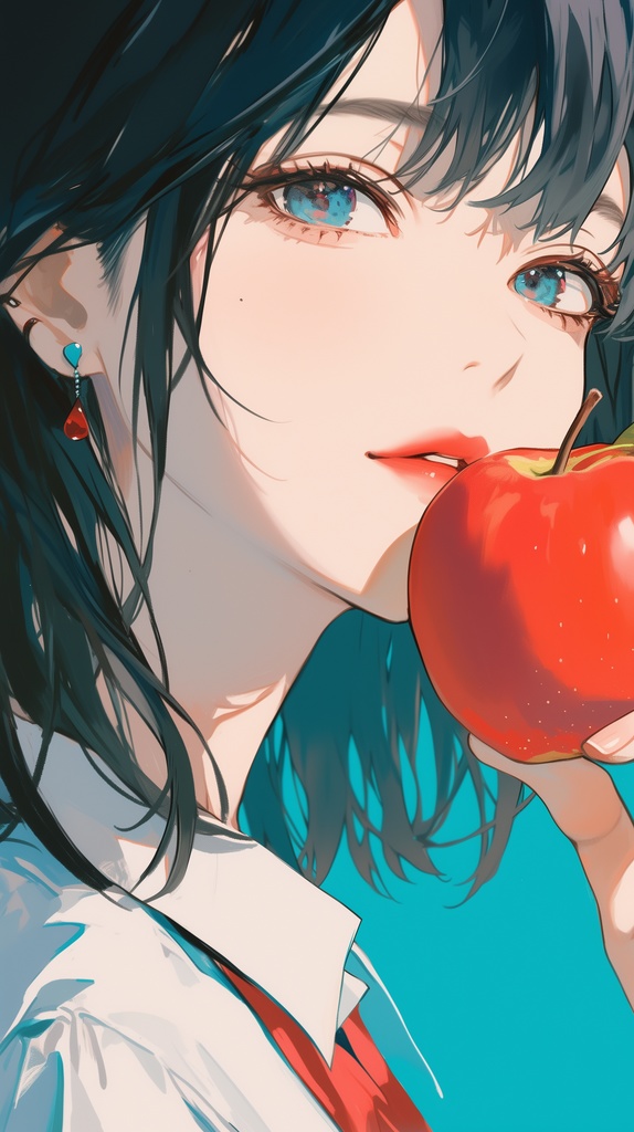 りんごと少女1 スマホ壁紙用　
