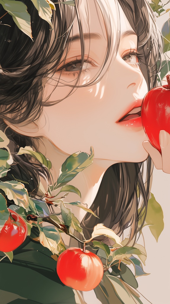 りんごと少女３　スマホ壁紙用
