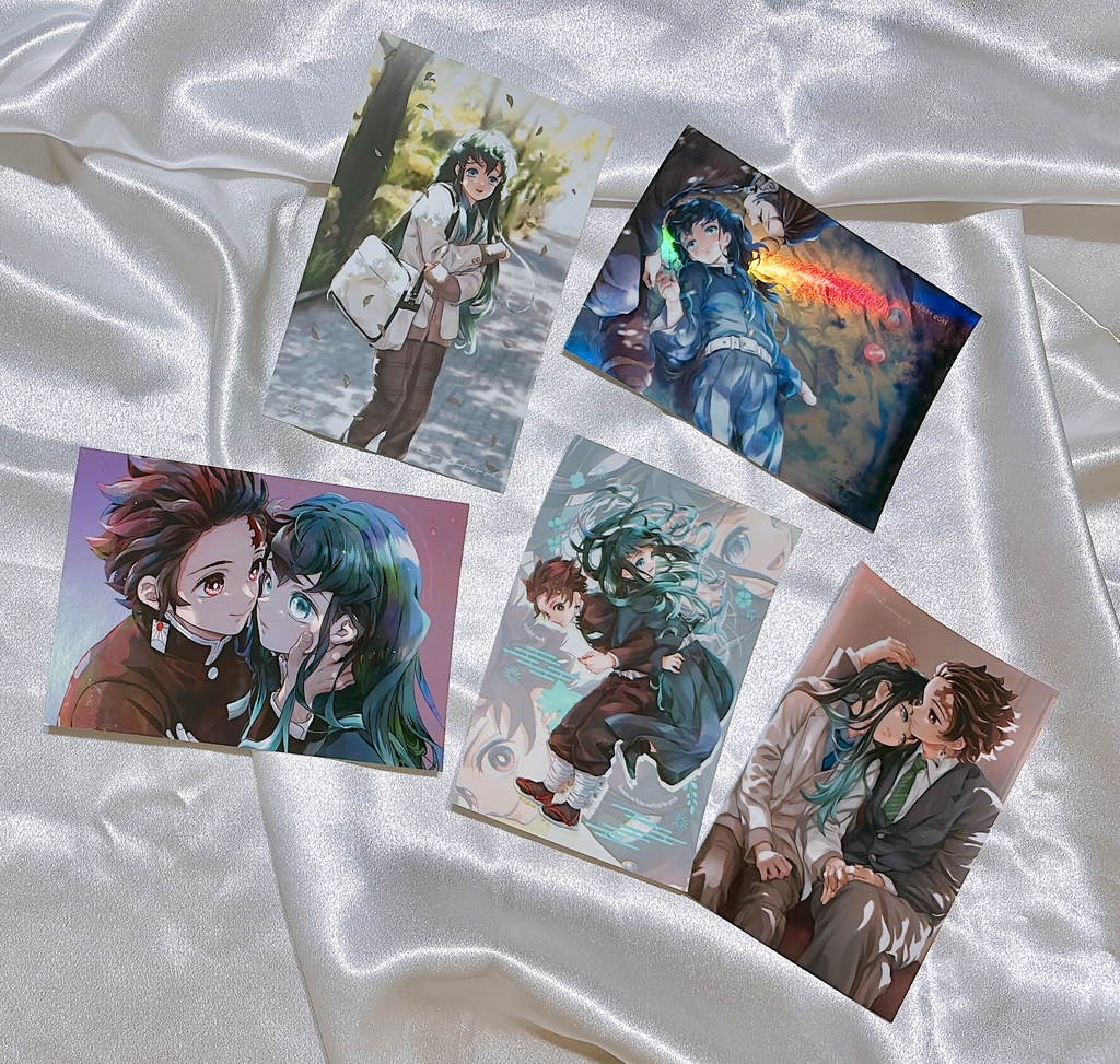 特殊加工＆特殊紙イラストカード5枚セット