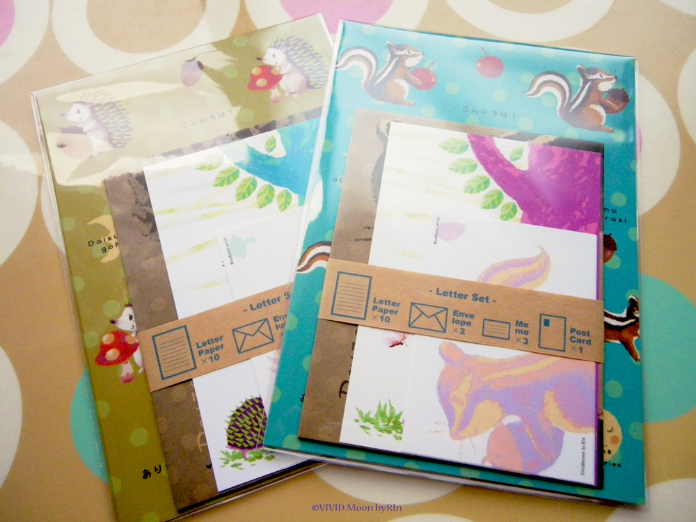 レターセット『シマリス』『ハリネズミ』【A5便箋 メモ 封筒 絵葉書】