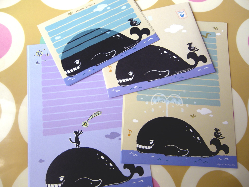 レターセット『くじらとねこ』【A5×2柄,A6便箋 封筒】
