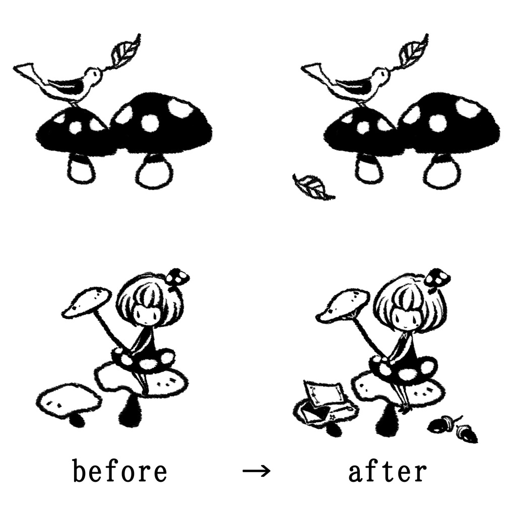 きのこいろいろ ~文字なし~ トートバック【お直し】