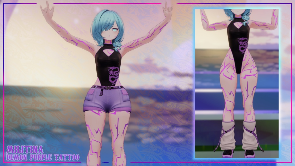 『18アバター対応 | Compatible with 18 avatars』Kpop Demon Hunters Demon Tattoo 悪魔のテクスチャ