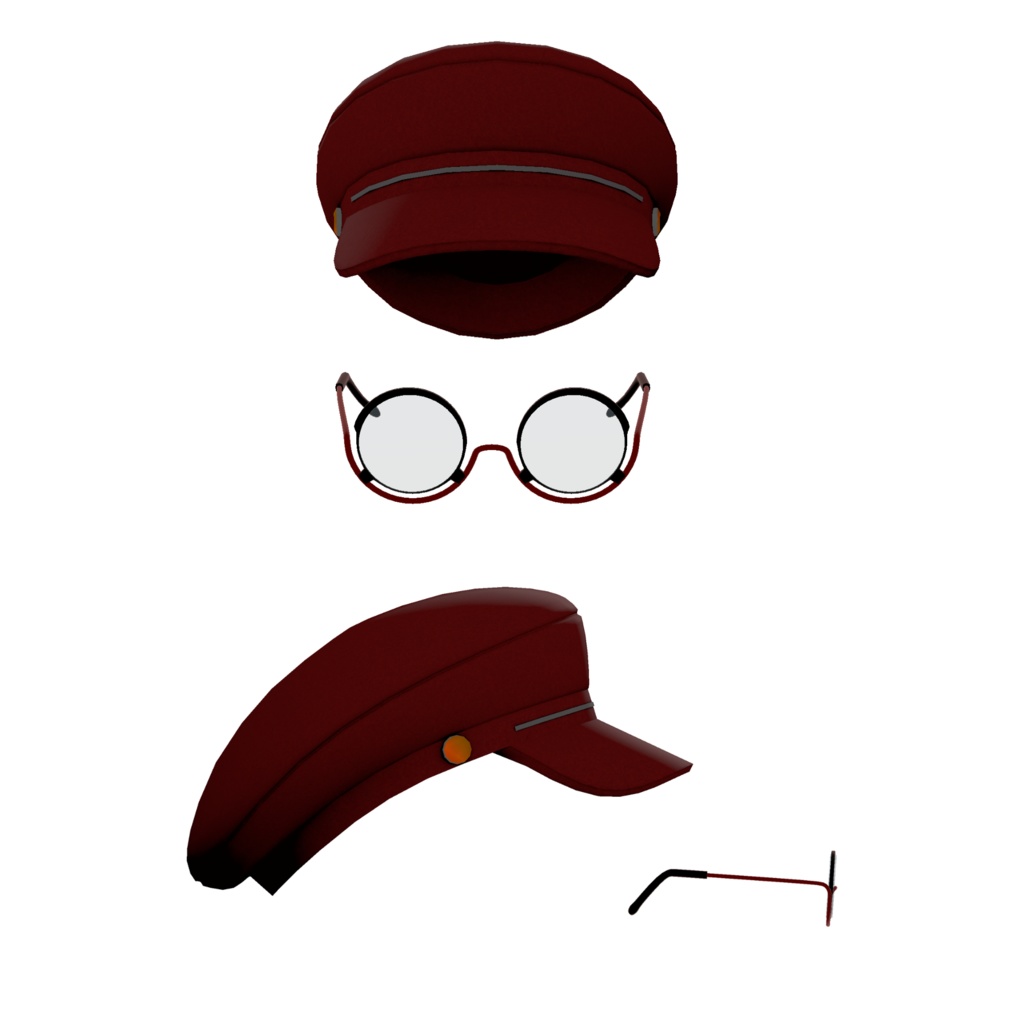 【VRChat想定】クラシカルな帽子と眼鏡セット【3Dアクセサリー】