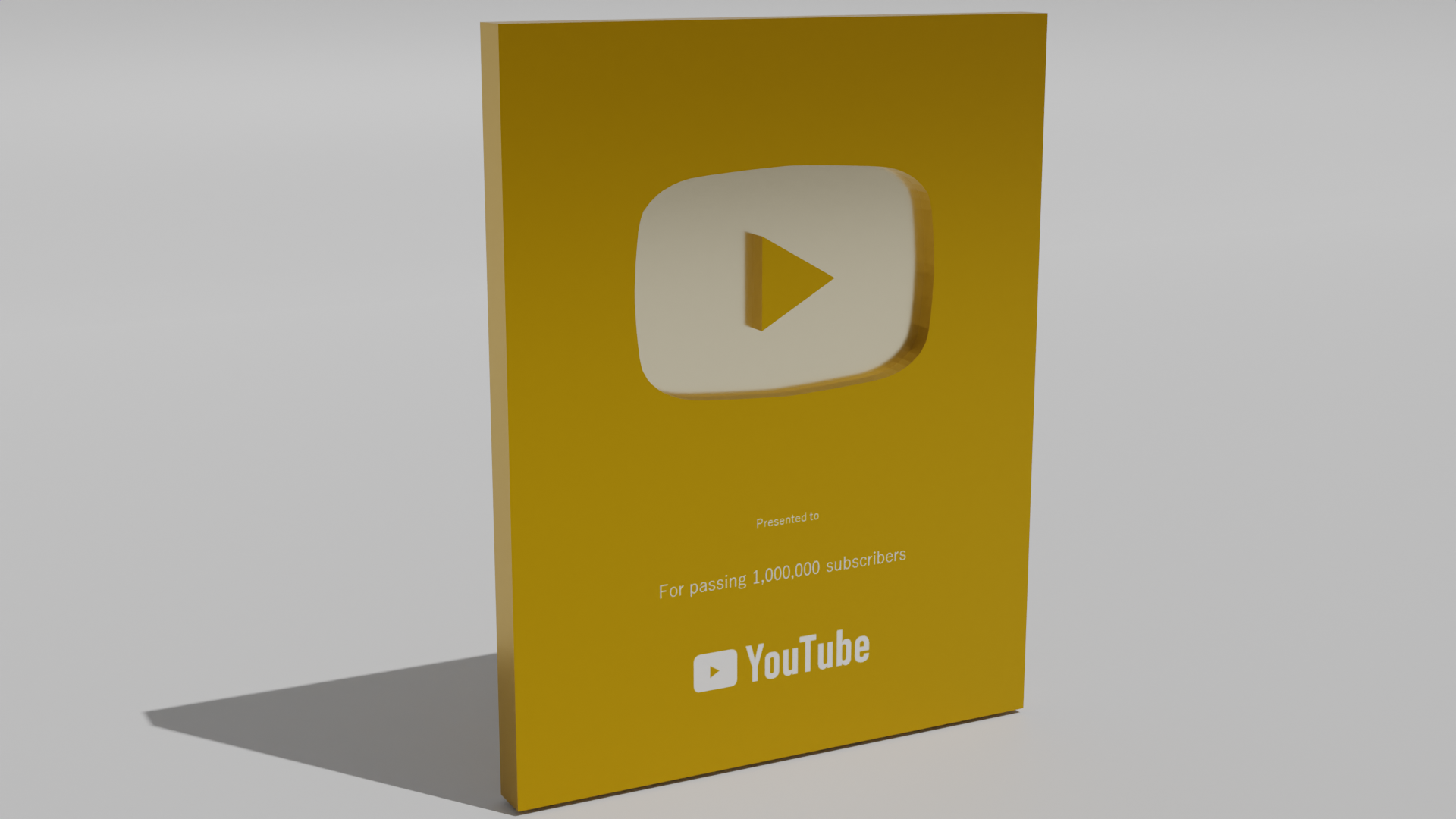 YouTube金の盾(gold Creator Award)の3Dモデル