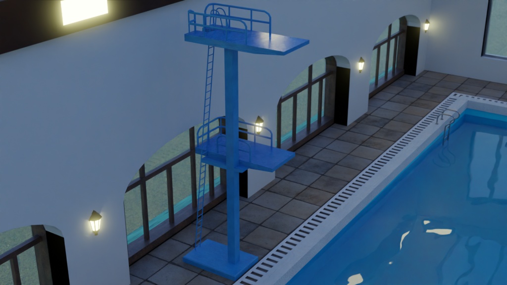 Pool diving board プールの飛び込み台 | 3D Model