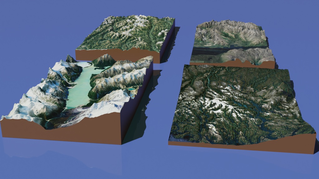Valley and Mountain 4-piece set 渓谷・山・谷 4種類セット | 3D Model