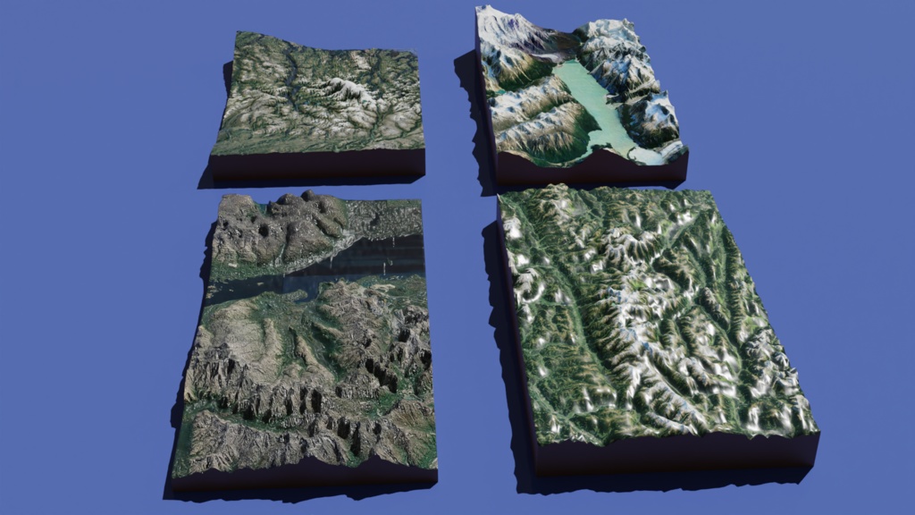 Valley and Mountain 4-piece set 渓谷・山・谷 4種類セット | 3D Model