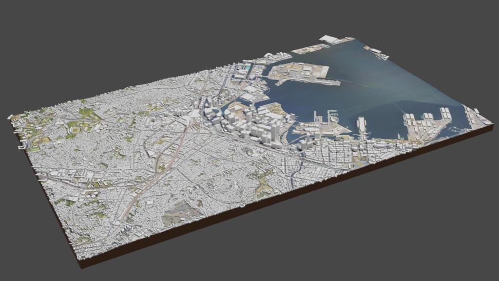 Yokohama MAP 横浜駅~みなとみらい周辺の広域3Dモデル | 3D Model