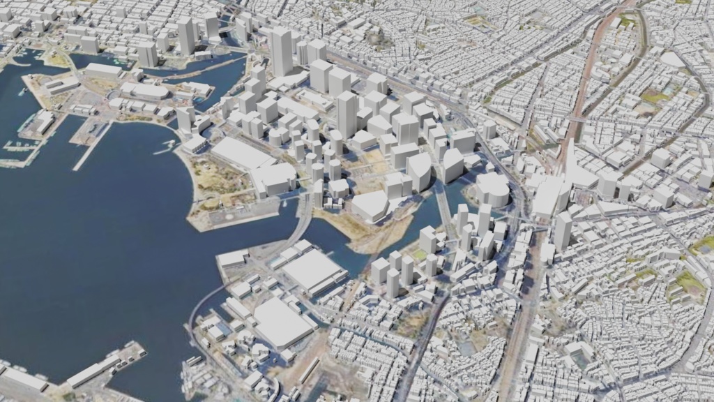 Yokohama MAP 横浜駅~みなとみらい周辺の広域3Dモデル | 3D Model
