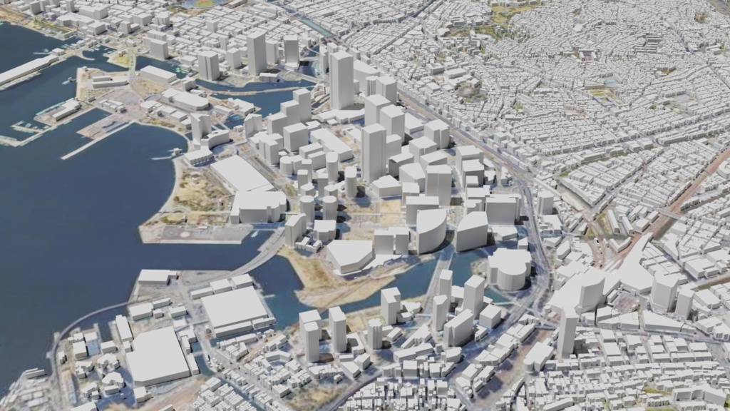 Yokohama MAP 横浜駅~みなとみらい周辺の広域3Dモデル | 3D Model