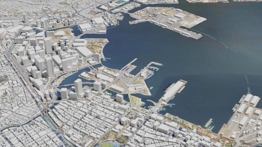 Yokohama MAP 横浜駅~みなとみらい周辺の広域3Dモデル | 3D Model