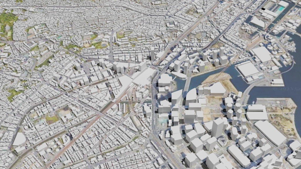 Yokohama MAP 横浜駅~みなとみらい周辺の広域3Dモデル | 3D Model