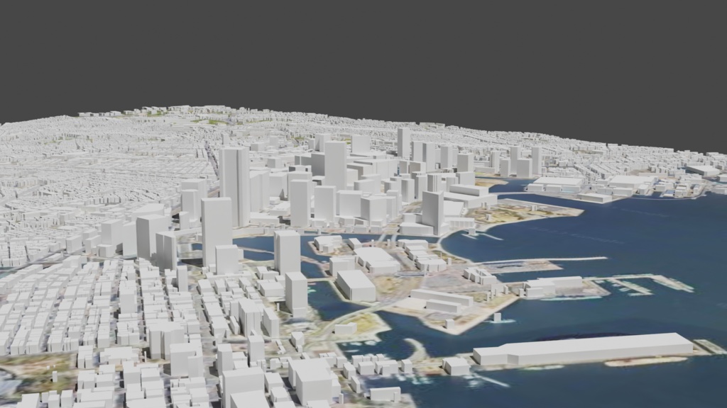 Yokohama MAP 横浜駅~みなとみらい周辺の広域3Dモデル | 3D Model