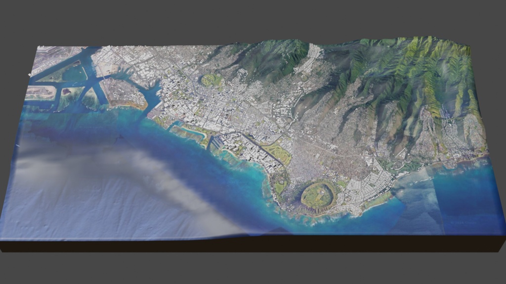 Honolulu, Hawaii MAP ハワイ・ホノルル周辺の広域3Dマップ | 3D Model