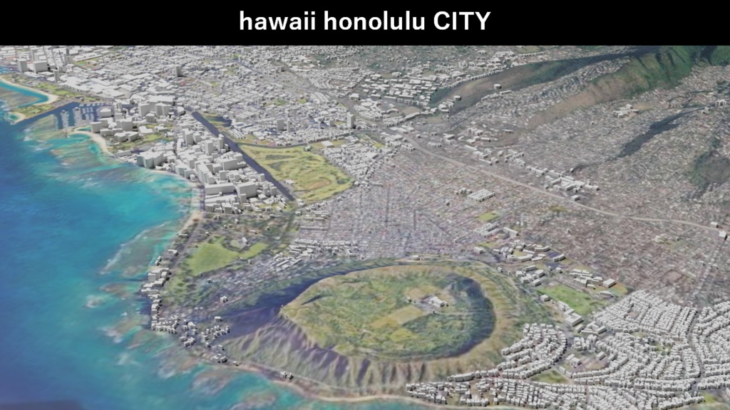 Honolulu, Hawaii MAP ハワイ・ホノルル周辺の広域3Dマップ | 3D Model