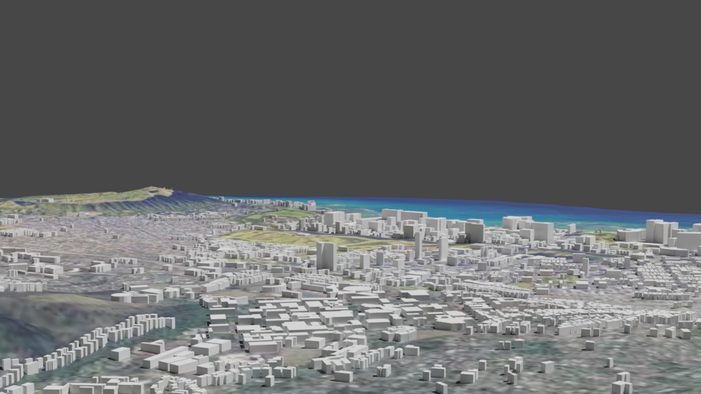 Honolulu, Hawaii MAP ハワイ・ホノルル周辺の広域3Dマップ | 3D Model