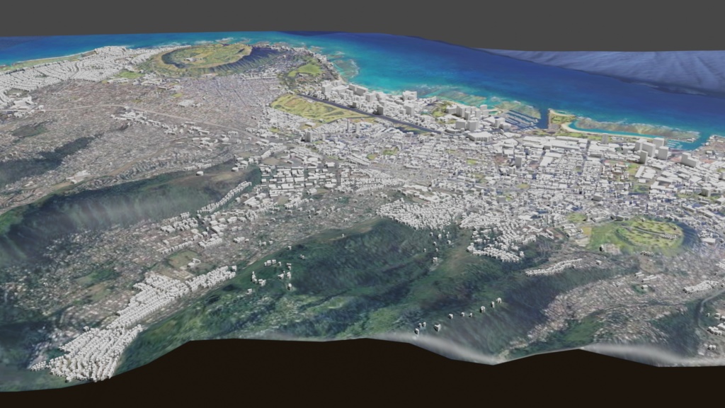 Honolulu, Hawaii MAP ハワイ・ホノルル周辺の広域3Dマップ | 3D Model