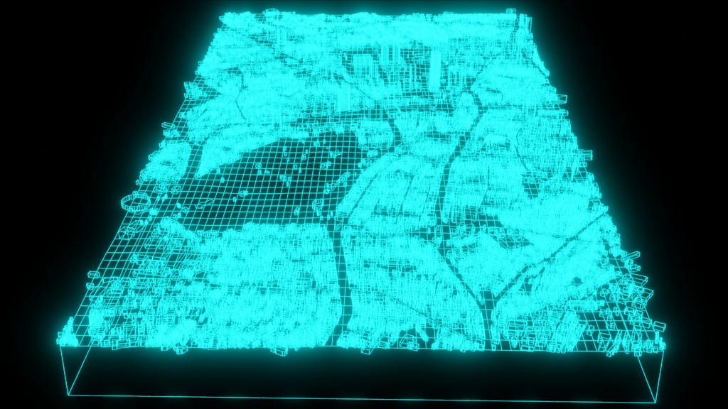 Shinjuku Wireframe Maps 新宿駅周辺のワイヤーフレームマップ | 3D Model