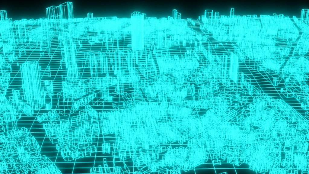 Shinjuku Wireframe Maps 新宿駅周辺のワイヤーフレームマップ | 3D Model