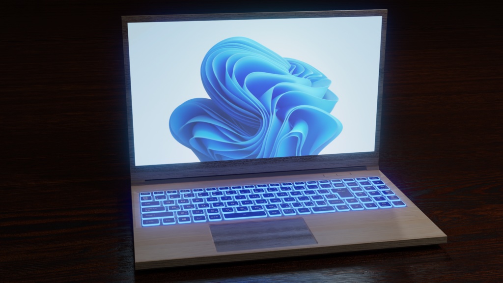 wooden laptop 木製のノートPC | 3D Model